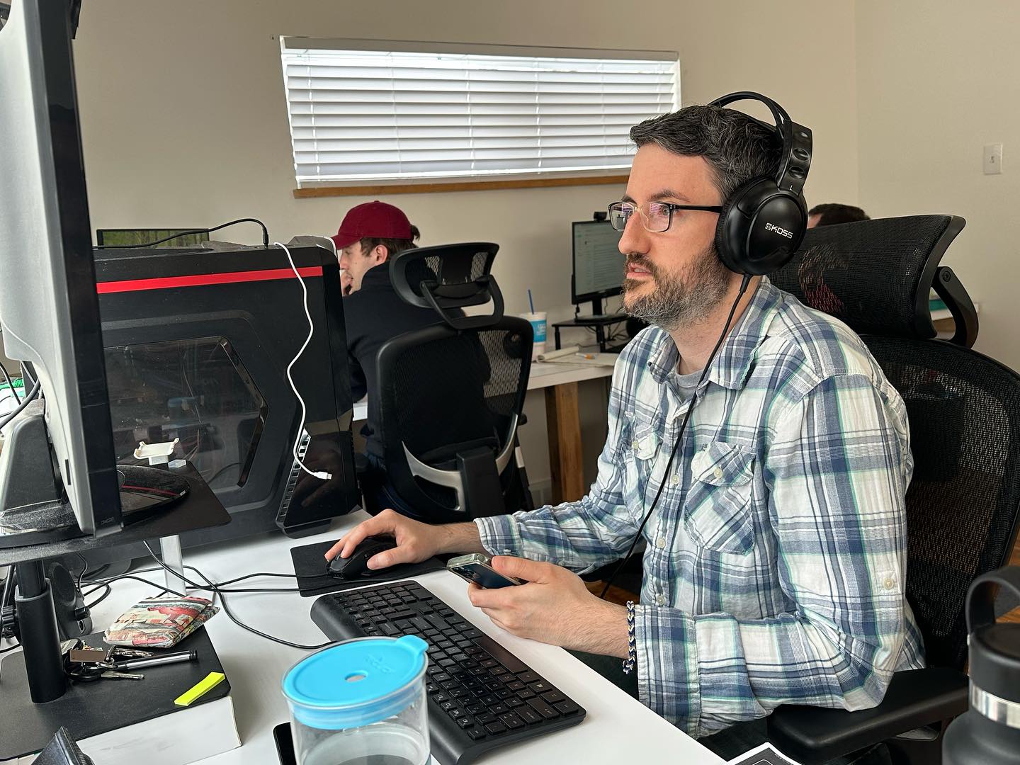 Jeff working at his office desk